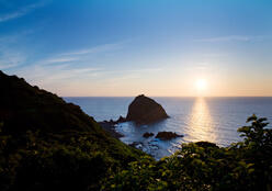 写真：西海岸からの夕日